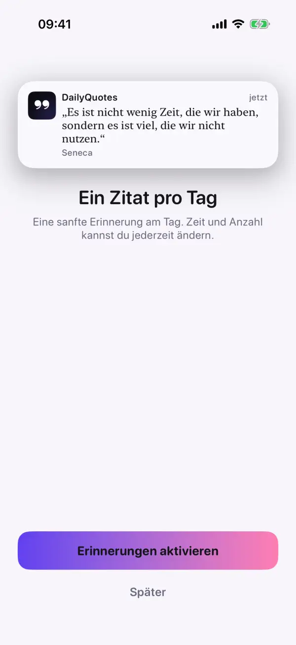Einrichtung der Erinnerung mit einer Beispiel-Mitteilung